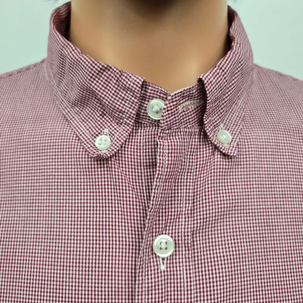 J. Crew Shirt Men XL Micro / Mini Red Gingham Check Long Sleeve Button down